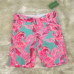 NWT Lilly Pulitzer Chipper Bermuda Shorts Poolside Blue Lovebirds 00